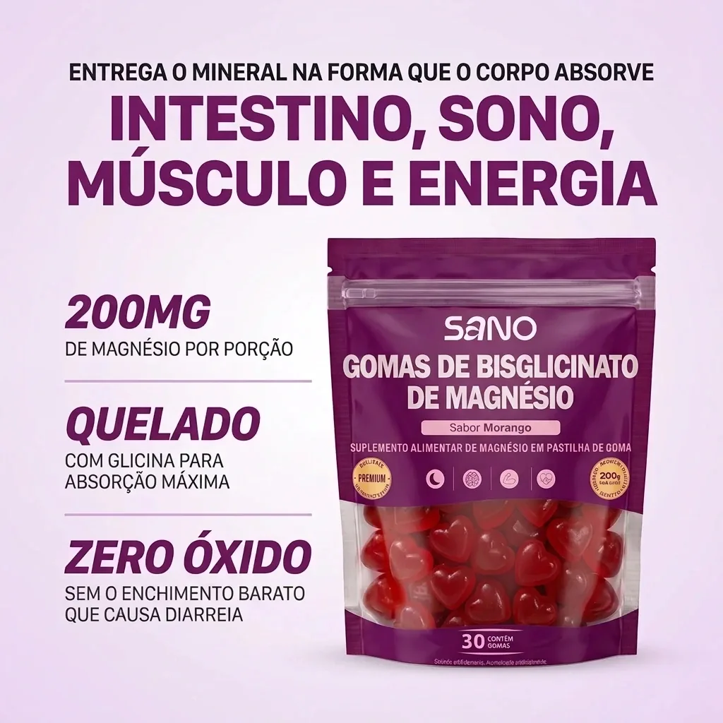 200mg de magnésio por porção, quelado, zero óxido