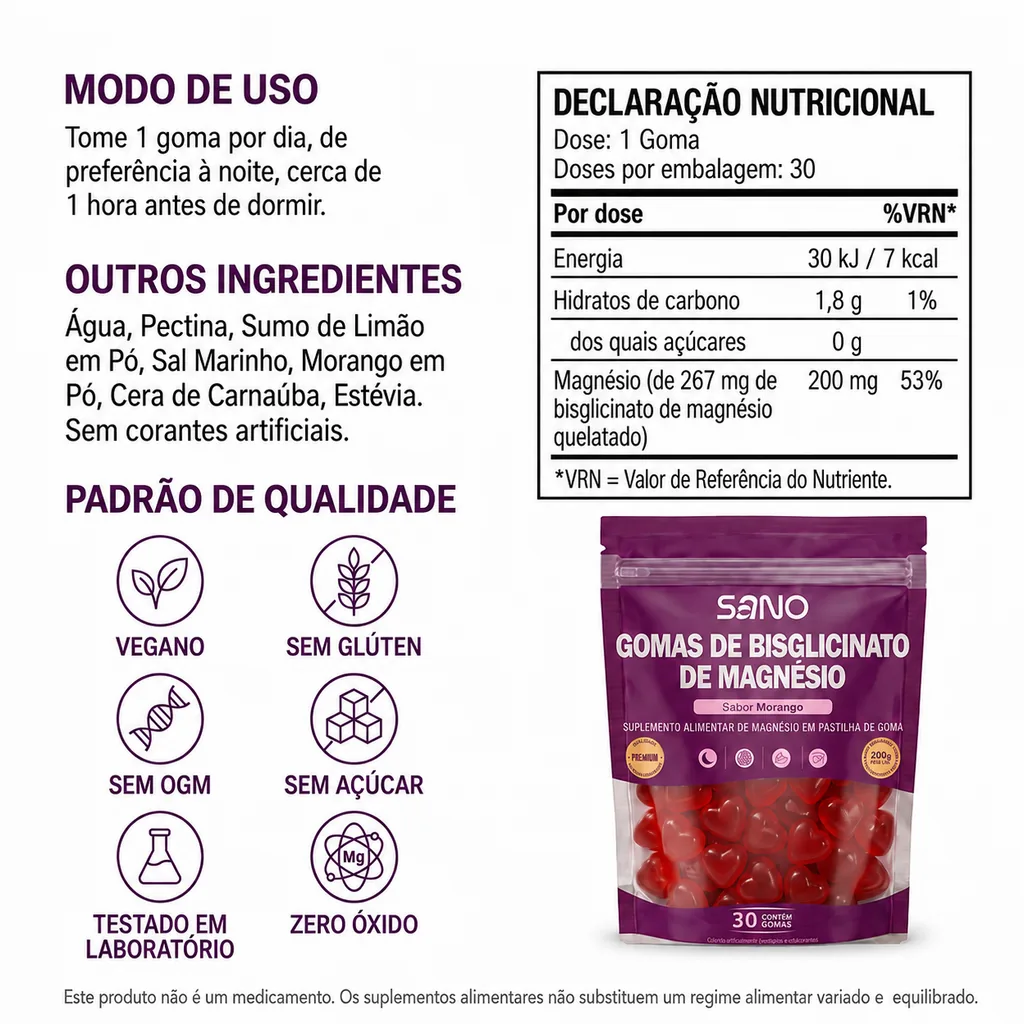 Informações nutricionais e modo de uso